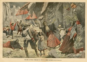 Eugene Damblans (1865-1945)のイラスト（Le Pelerin, 02/09/06） - 恐ろしい地震の一場面 - 雑学, ラテンアメリカ, 地震, チリ, Valpariso 作： Eugene Damblans