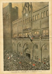 Eugene Damblans (1865-1945)のイラスト（Le Pelerin, 23/06/07） - ナルボンヌ市長のFerroul医師がデミッションの合図をする - 社会, 都市建築, ワイン, Emutes revolts, ワイン危機葡萄畑 Revolte des vignerons, Narbonne, 市長, Fer 作： Eugene Damblans