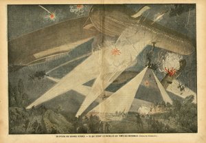 Eugene Damblans (1865-1945)のイラスト（Le Pelerin, 24/11/07） - 未来の戦争のエピソード - 飛行船の時代の戦いはどうなるのか - 戦争, 気球 飛行船 ゼッペリン エアロステーション, 夜想曲, 戦闘 作： Eugene Damblans