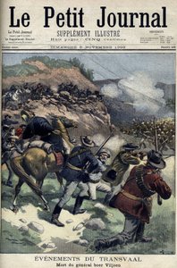 南アフリカ - ボーア戦争。ボーアヴィルジョアン将軍の死。ダンブランスの図面。ル・プティット・ジャーナル』11月5日号 作： Eugene Damblans