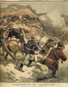 南アフリカ、アングロ ボーア戦争、英語との戦い中のボーア将軍ヴィリョエンの死、印刷 作： Eugene Damblans