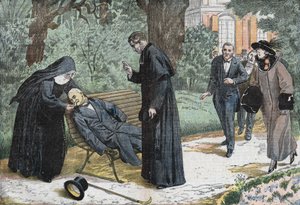 フランスの政治家であるテオフィル・デルカッセ（1852-1923）は、1923年にニースのエヴェッシェの庭で塞栓症により死亡しました。ダンブランスの図面。 作： Eugene Damblans