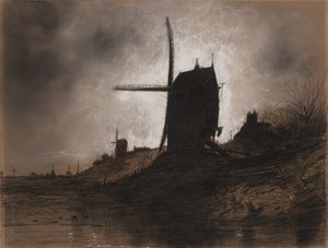 風景の中の風車 作： Eugene Deshayes