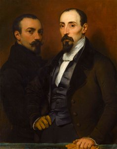 息子アキレとの自画像、1836年。 作： Eugene Deveria