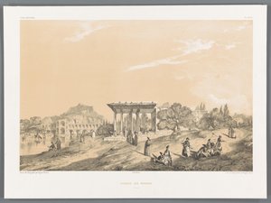 イランのイスファハンにある建物の眺め Kiosque des miroirs Ispahan (オブジェクトのタイトル) ペルシャの風景（シリーズタイトル） ペルセ・モダン（シリーズタイトル） 作： Eugene Flandin