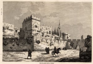 ロードス島の巨匠の宮殿、ウジェーヌ・フランダンが1844年のロードス島への旅を説明するために描いたもの。エドゥアール・シャルトン編集の「世界旅行」に掲載されている図版 作： Eugene Flandin