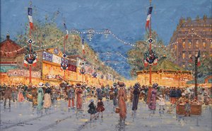 ジンジャーブレッドフェア。プラシオンデラネーション、c。 1930 作： Eugene Galien Laloue