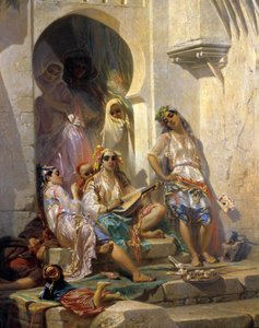 オリエンタリズム：「アルジェの女たち」 ウジェーヌ・ジロー（1806-1881）の絵画 19世紀。トゥール、美術館