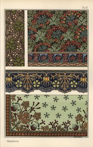 ゼラニウムモチーフの壁紙、ボーダー、ファブリックパターン 作： Eugene Grasset
