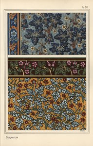 ゼラニウムをモチーフにした壁紙や布地のパターン 作： Eugene Grasset