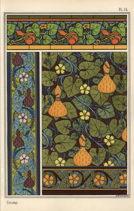 壁紙やステンドグラス、布地の柄にひょうたんが登場 作： Eugene Grasset