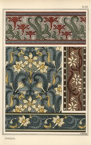 ジョンキル（Narcissus jonquilla）を壁紙や布地のデザインモチーフに 作： Eugene Grasset