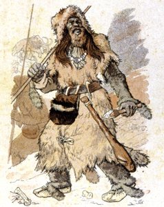 旧石器時代の人間、1900年頃（イラスト）