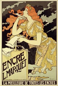 「マーケットインク」を宣伝するポスターの複製 作： Eugene Grasset