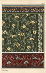 壁紙、ボーダー、ファブリックのデザインモチーフとしてのスノードロップ（Galanthus nivalis）。 作： Eugene Grasset