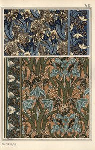 壁紙、ボーダー、ファブリックのデザインモチーフとしてのスノードロップ（Galanthus nivalis）。 作： Eugene Grasset