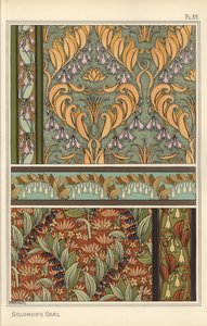 ソロモンアザラシ（Polygonatum multiflorum）を壁紙やボーダー、布地のデザインモチーフに 作： Eugene Grasset