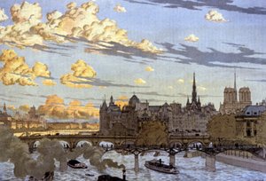 ルーブル橋から見たシテ島 作： Eugene Grasset