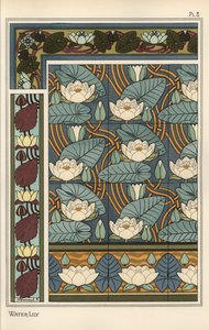 睡蓮（Nelumbo lutea）を壁紙やタイルの柄にする 作： Eugene Grasset
