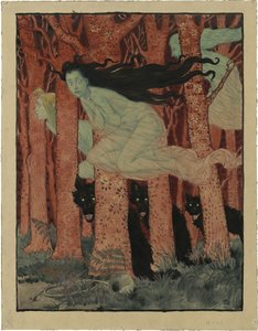 3 人の女性と 3 匹のオオカミ 3 人の女性と 3 匹のオオカミ、1892 年頃。 作： Eugene Grasset