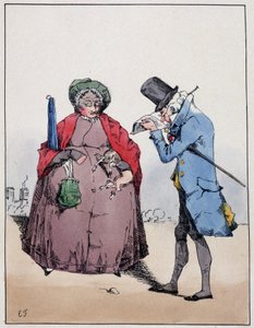 リュクサンブール公園のブルジョワカップル - Eugene Forest, ed. Delpech, Paris, c.1830. 作： Eugene Hippolyte Forest