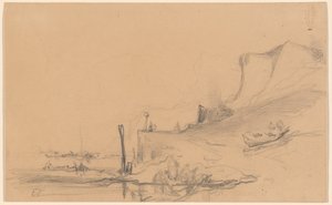 北フランスの断崖絶壁の海岸道路 作： Eugene Isabey
