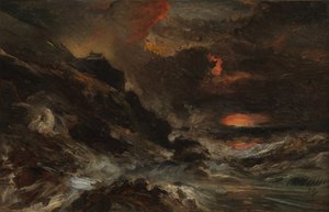 おそらく1850年代のノルマンディー海岸沖の嵐。 作： Eugene Isabey