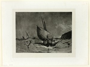 強風の中の漁船 作： Eugene Isabey