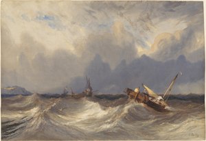 嵐の前に投げ出された漁船 作： Eugene Isabey