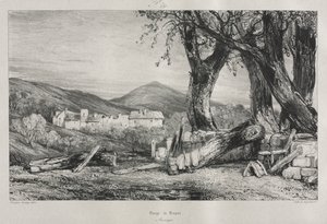古いフランスの絵のようにロマンチックな旅: オーヴェルニュ (第 2 巻)、ロワイヤ渓谷、プレート 79 作： Eugene Isabey