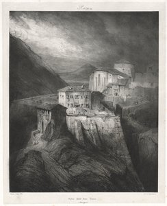 古いフランスの絵のようにロマンチックな旅: オーヴェルニュ (vol. II): 聖ヨハネ教会、ティエール、プレート 129 作： Eugene Isabey