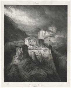 古きフランスの絵のようにロマンチックな旅：オーヴェルニュvol。 II：聖ヨハネ教会、ティエール、プレート 作： Eugene Isabey