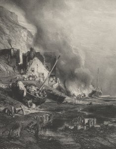 干潮時の船の修理、1833 年。