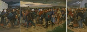 移民（三連祭壇画）。 1896 作： Eugene Laermans