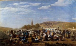 1858年のサンタンヌ・ラ・パリュへの許し ブルターニュ地方の宗教的祭典。Eugene Louis Boudin (1824-1898) 画 1858年 ルアーブル、Musee des Beaux Arts。