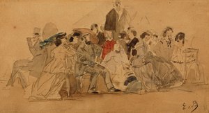 ビーチでの午後、1865年頃 作： Eugene Louis Boudin