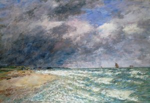 セーヌ河口船、1880（紙にパステル） 作： Eugene Louis Boudin