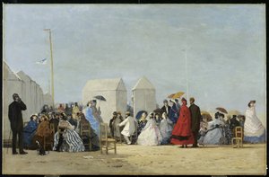 トルビル近くのビーチ、1864年 作： Eugene Louis Boudin