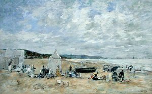ビーチシーン（油彩・キャンバス） 作： Eugene Louis Boudin