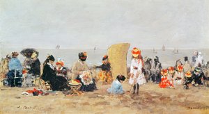 ビーチシーン、トルビル、1881 作： Eugene Louis Boudin