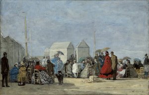 トルヴィルのビーチシーン。 1864年のトルヴィルのビーチシーン 作： Eugene Louis Boudin