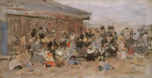 「トルヴィルの浜辺」、1890年 作： Eugene Louis Boudin