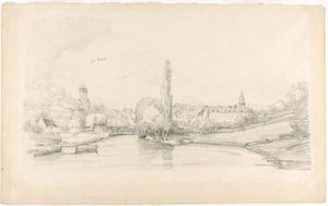ブリュッセル近郊の運河の風景 作： Eugene Louis Boudin