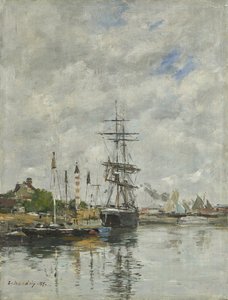 ボート盆地、ドーヴィル、1887 作： Eugene Louis Boudin