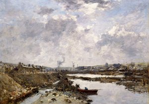 フェカン、アリエール港建設中、1883年 作： Eugene Louis Boudin