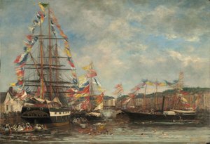 オンフルール港のフェスティバル、1858年。
