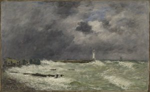 ル・アーヴル、フラスカティ前の強風 作： Eugene Louis Boudin