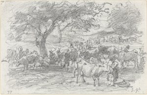 牧夫と牛、1877年。 作： Eugene Louis Boudin