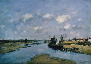 干潮のラ・カンシュ、エタープル（キャンバスに油彩） 作： Eugene Louis Boudin