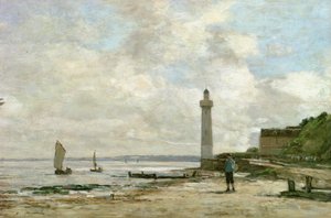 オンフルールの灯台、1864年から66年 作： Eugene Louis Boudin